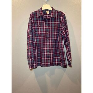 Duluth Trading Co. Women's Plaid Flannel Shirt Purple and Teal Size Medium